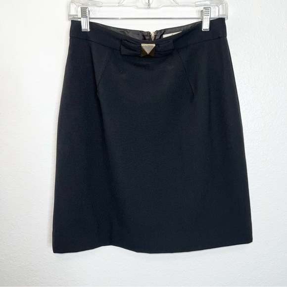 Kate Spade Skirt Women 4 Wool Blend Career Lined Gold Studded Bow Mini B18 - Picture 1 of 8
